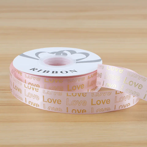 Hot Stamping English Ribbon Love Polyester Flower Gift Packaging Ribbon for Christmas and Weddings