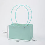 Waterproof Rectangular Flower Box Small Paper Bag with Handle Candy Color Bouquet Packaging Gift Box Tote Box for Flowers Candy