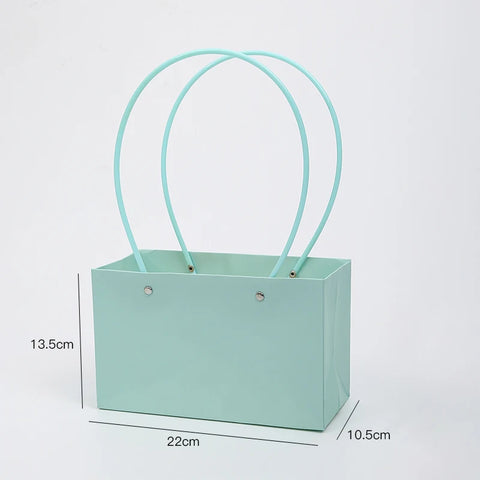 Waterproof Rectangular Flower Box Small Paper Bag with Handle Candy Color Bouquet Packaging Gift Box Tote Box for Flowers Candy
