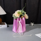 Hand-made Hexagonal Hug Flower Bag Rose Bouquet Recycled Kraft Paper Waterproof Luxury Square Shape Cotton Rope Offset Printing