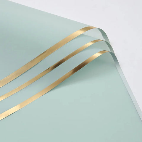 Waterproof Gold Edge Jelly Film Flower Wrapping Paper Matte Translucent Bouquet Recyclable Customizable Shop Packaging Material