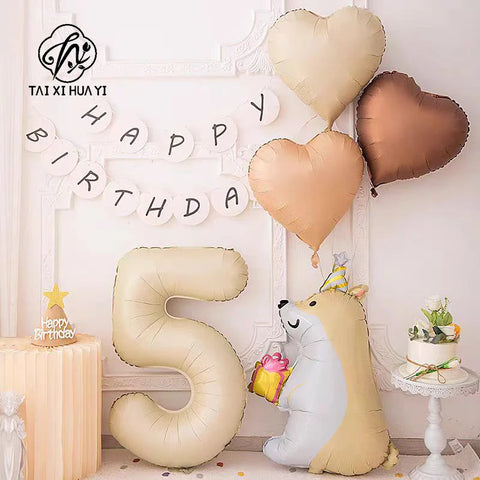 High Quality 18-Inch Star Heart Shape Foil Balloons Cream Caramel Coffee Retro Colors Gift Inflatable Decoration