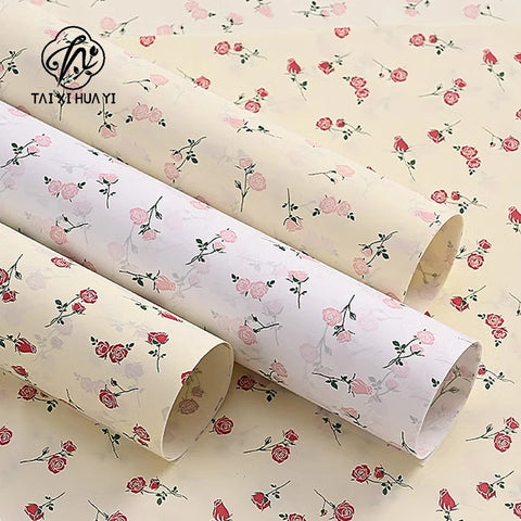 Elegant Rose Print Art Paper Floral Arrangement Supplies for Flower Shop Bouquet Packaging and Gift Wrapping