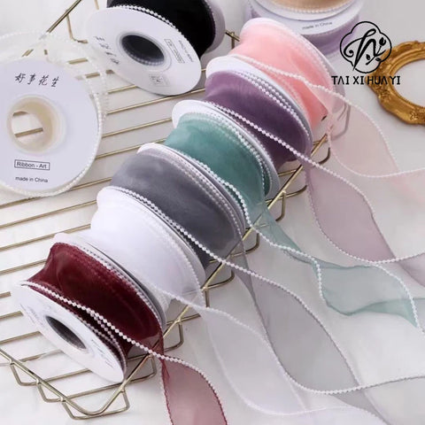 Luxury Dacron Pearl Fish Tail Satin Yarn Ribbon Biodegradable Wave Winding Handmade Bouquet Flower Valentine's Day Wedding