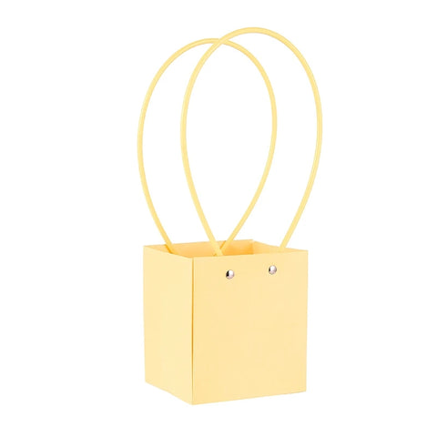 Portable Square Flower Gift Carrier Bags Art Paper Bouquet Wrapping Floral Bag for Arrangements Kraft Paper for Easy Storage