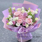Handmade Ou Ya Two-Color Floral Wrapping Paper Waterproof Flower Packaging with Coating for Bouquets