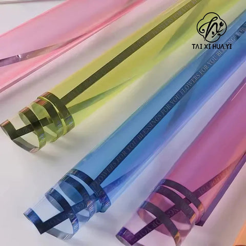 Gold Fluorescent Jelly Film Flower Bouquet Packaging Paper Waterproof with Single Side Coating
