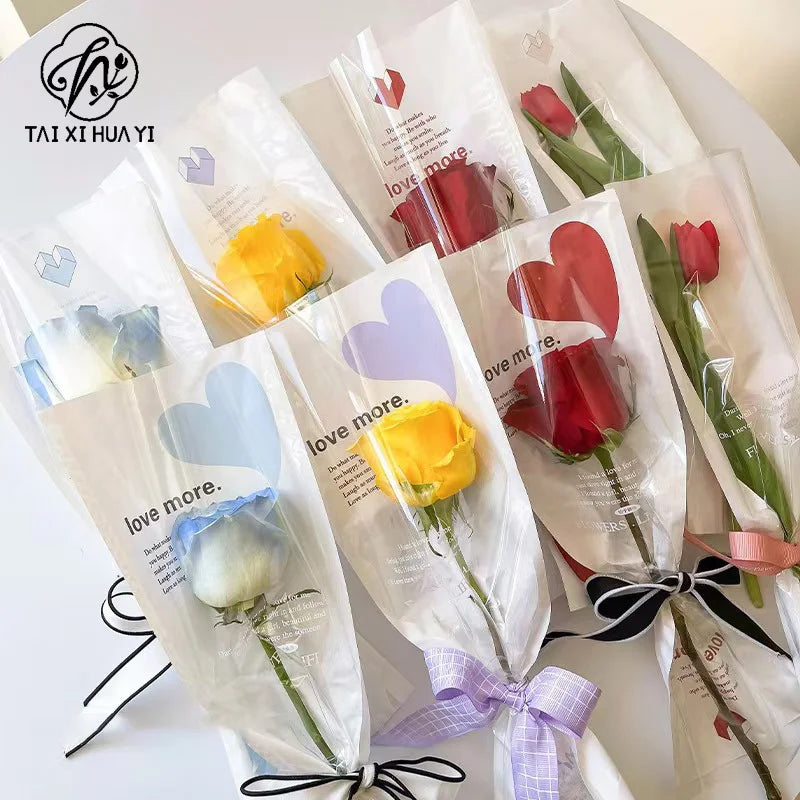 Single Side PE Coated Moisture Proof Recyclable Craft Paper Flower Bouquet Packaging for Carnation Single Rose Gravure Printing รูปสินค้ารอง