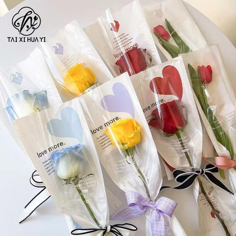 Single Side PE Coated Moisture Proof Recyclable Craft Paper Flower Bouquet Packaging for Carnation Single Rose Gravure Printing