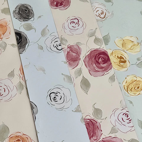 Eco-Friendly Recyclable Floral Wrapping Paper Simple Rose Bouquet Waterproof Single-Sided Coating Offset Printing Compatible New