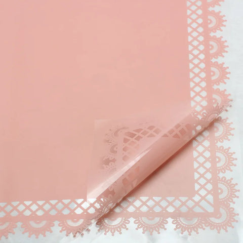 Glass Paper with Petal Lace Design Transparent Plastic Waterproof Flower Paper Single Side Coating Flower Wrapping Paper