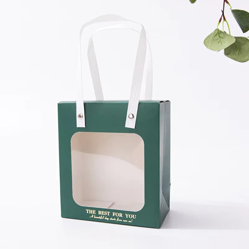 Wholesale Coated Craft Packaging Bags Transparent Window Eco-friendly Gift Bags for Valentine's Day Wedding