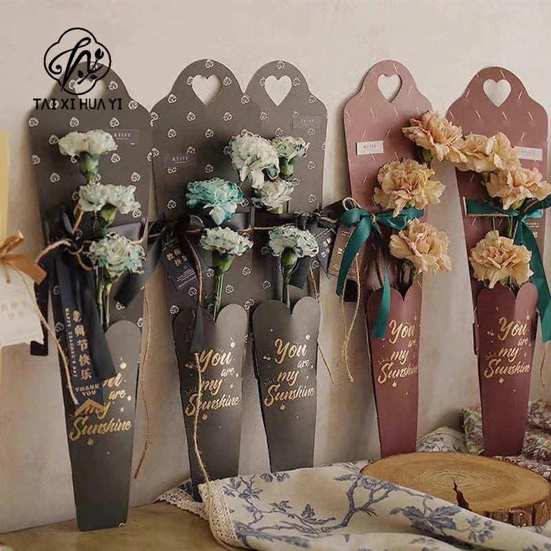 10pcs New Creative Kraft Paper Flower Box for Valentines Day Gifts and Flower Wrapping Packaging