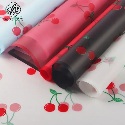 Cherry Flower DIY Handmade Bouquet Packaging Paper Korean Su Plastic Single Side Coated Semi Transparent