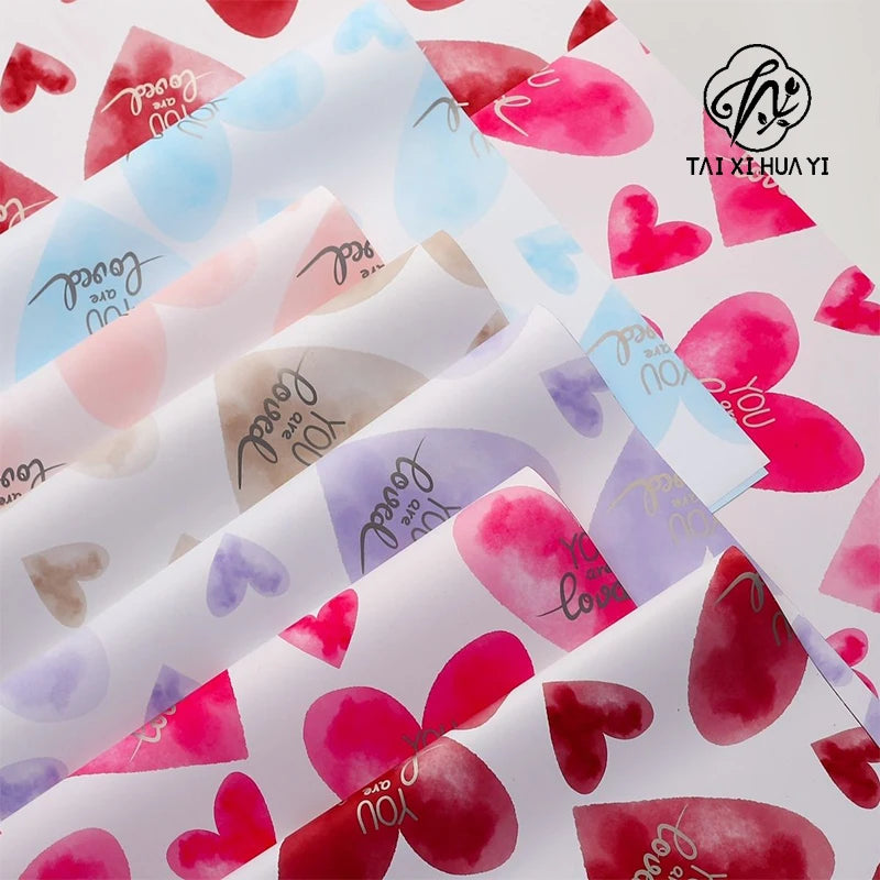 Waterproof Ouya Paper Valentine's Day Bouquet Packaging Single Side Coated Love at First Sight