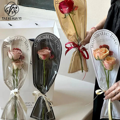 20-Pack Clear Plastic Rose Flower Bouquet Bags PE Coating for Floral Arrangements Mother's Day Gifts Florist Packaging Supplies