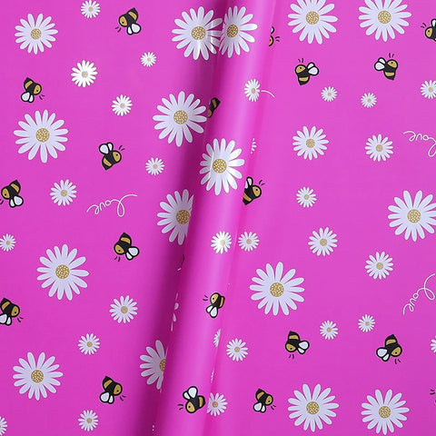 Single-Sided PE Coating Bee and Sunflower Pastel Ins Style Floral Wrap Paper Waterproof Craft Paper for Shop Supplies