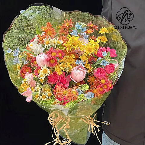 2025 New Flower Wrapping Stretch Film 72x33cm Leaf Shape Translucent Waterproof Florist Supplies