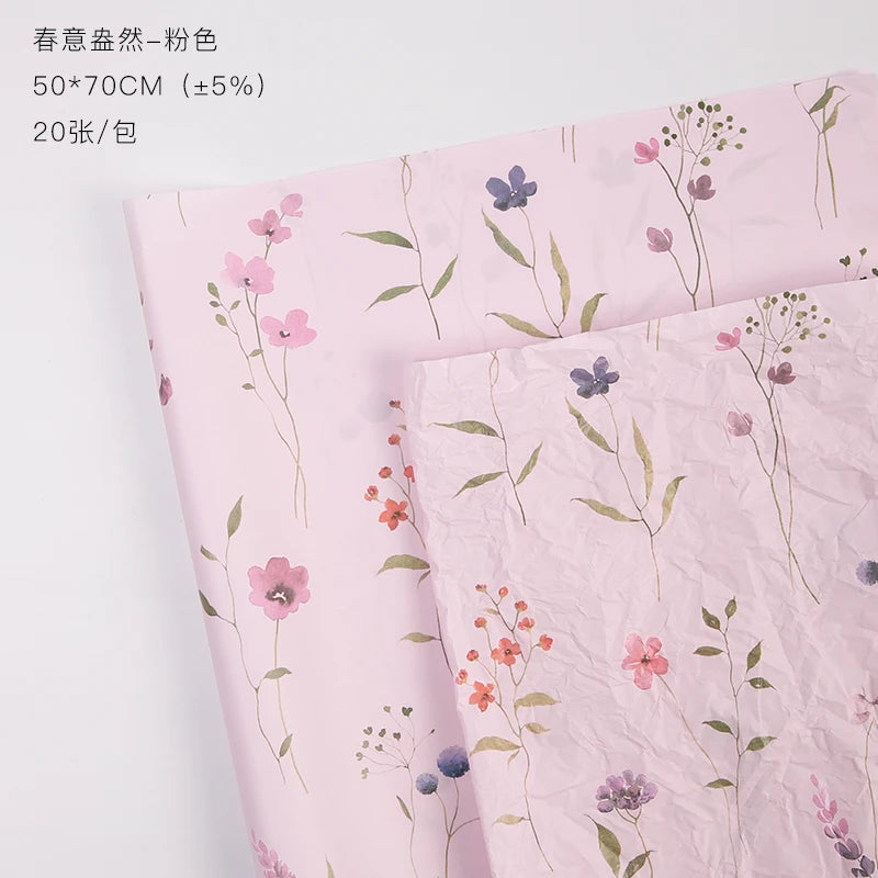High-End Flower Wrapping Paper Hand-Rolled Ins Gift Packaging Tissue PE Coating Material