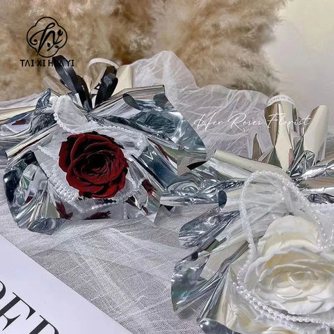Valentine's Day Waterproof PE Coated Plastic Wrapping Paper 58*58cm for Bouquet Flower Gift Packaging