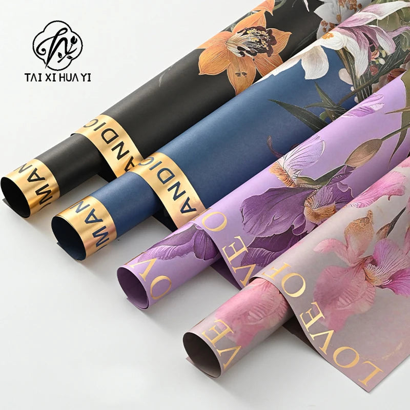 Fauvism Flower Wrapping Paper Floral Texture Water-proof Eco-Friendly Kraft Paper for Hot Stamping Arrangements Single Side