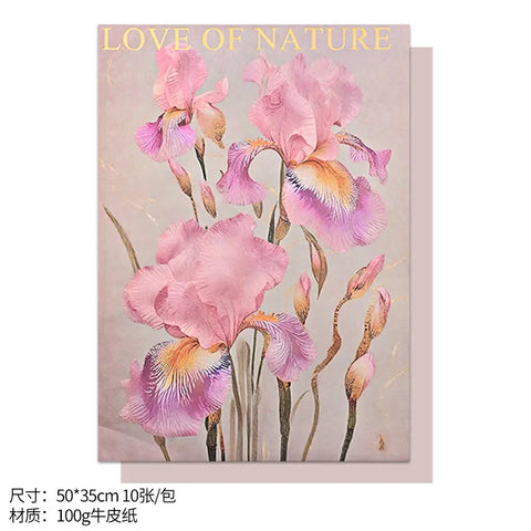 Fauvism Flower Wrapping Paper Floral Texture Water-proof Eco-Friendly Kraft Paper for Hot Stamping Arrangements Single Side