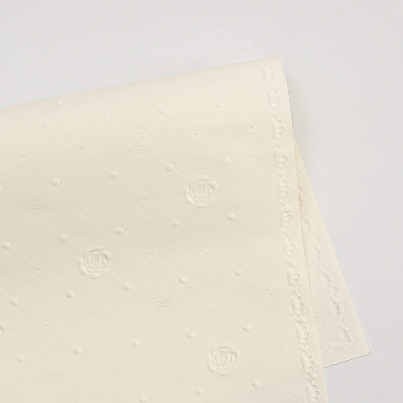 Fresh Flower Bouquet and Gift Wrapping 52x52cm Rose Pattern Embossed Specialty Paper with PE Coating for Valentine's Day
