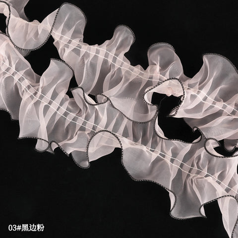 Wave Edge Flower Wrapping Mesh Paper Black Floral Bouquet Packing Made Durable Polyester for Gift Wrapping