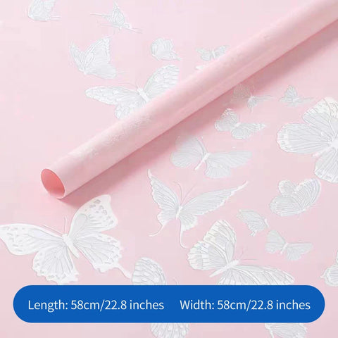 Butterfly Dance Floral Flower Art Wrapping Paper 58x58cm Recyclable PVC Coated Jelly Film Bag with Custom Options