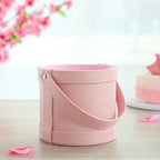 Korean Flower Arrangement Handheld Leather Round Gift Box Qixi Rose Bouquet for Cosmetic Use Handmade Round Hand Holding Bucket