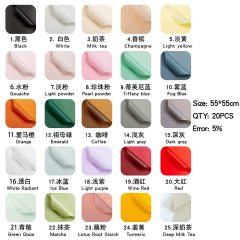 Korean Thick Waterproof Matte Floral Bouquet Wrapping Paper Double Side PVC Coating for Flower and Gift Packaging