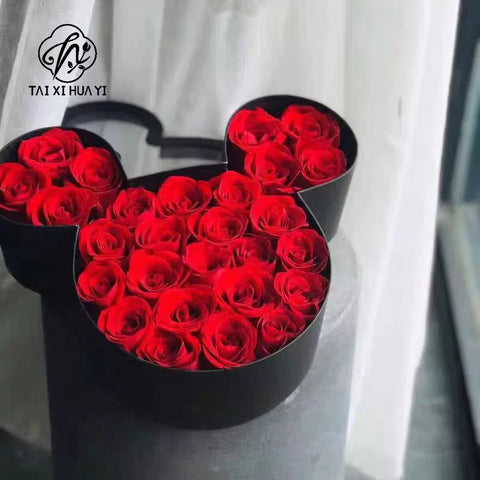 Mickey Shape Floral Cardboard Gift Packaging Rose Boxes for Presenting Flowers or Small Items Premium Paper Boxes