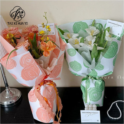DIY Valentine's Day Gift 58*58cm Art Paper Rose & Carnations Wrapping Paper Virgin Pulp Style Flower Wrapping Paper
