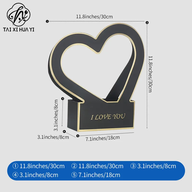 Luxury Gold Stamping Heart-Shaped Gift Boxes with Handle Offset Printing for Bouquets and Gifts
