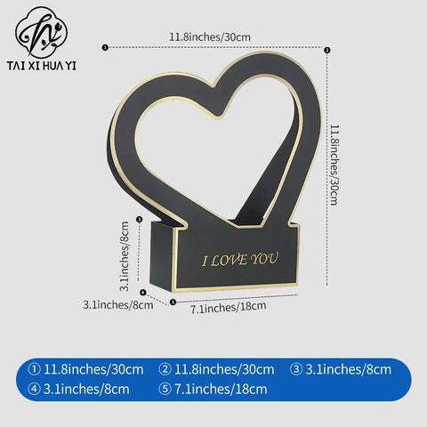Luxury Gold Stamping Heart-Shaped Gift Boxes with Handle Offset Printing for Bouquets and Gifts