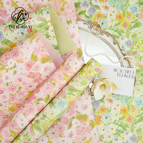 90g Virgin Pulp Art Paper 37*52cm Floral Supplies with Flower Printing PE Coating for Wrapping Bouquets