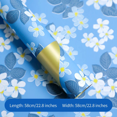 58*58cm Colorful Flower Design Waterproof Wrapping Paper Golden Package Bouquet Packaging Supplies
