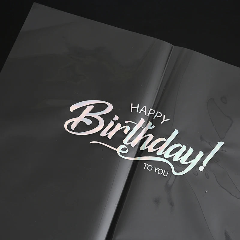 Transparent Happy Birthday Cellophane Virgin Pulp Waterproof Wrapping Paper for Flower Packing Florist Supplies