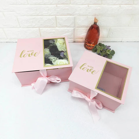 Custom Premium Elegant Luxury Flower Bouquet Box for Valentine's Day Candle Set Mini Perfume Gift Box for Love Gifts