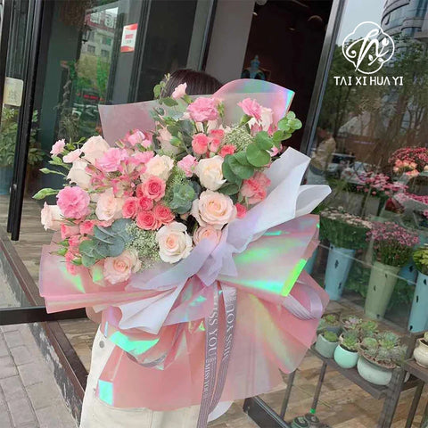 Single-sided Coated Waterproof Thickened Precious Pearl Gloss Paper Elegant Wrapping Flower Paper