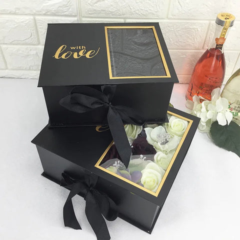 Custom Premium Elegant Luxury Flower Bouquet Box for Valentine's Day Candle Set Mini Perfume Gift Box for Love Gifts