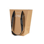 Classic Trapezoidal White and Kraft Paper Bag for Flower Bouquet Valentine's Day Gift with Ribbon Accessory