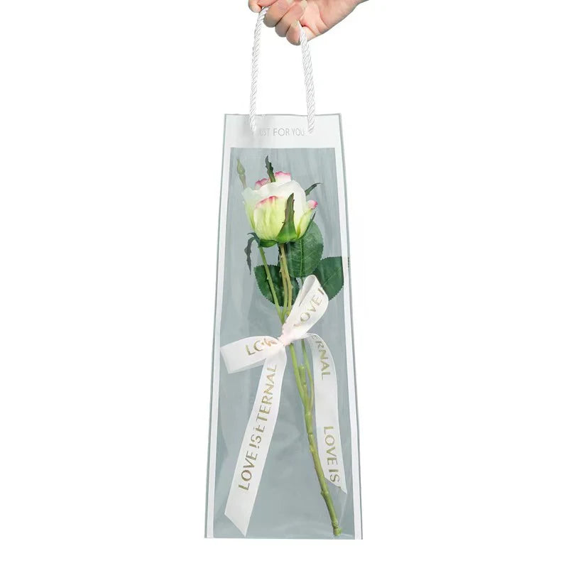 Internet Celebrity Transparent Flower Bag PE Coating Mother's Day Bouquet Tote Flower Shop Supply Perfect Accompanying Gift Bag
