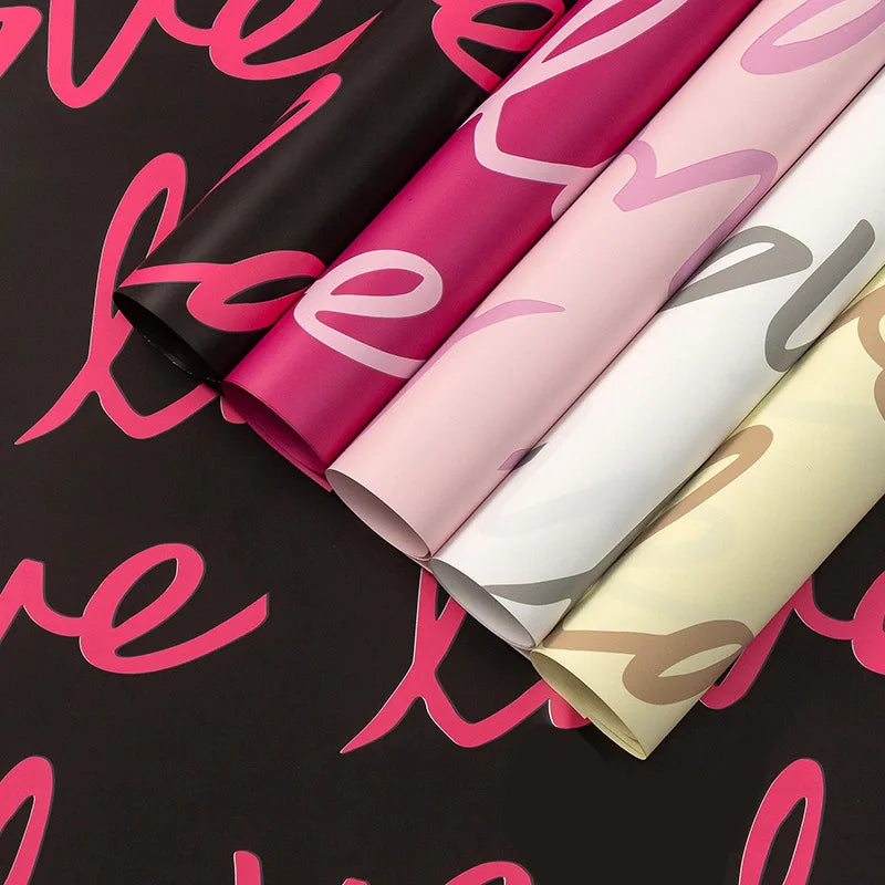 Valentine's Day Big Love Flower Wrapping Paper Bouquet Waterproof DIY Material Rose Packaging for Flower Shop Wholesale