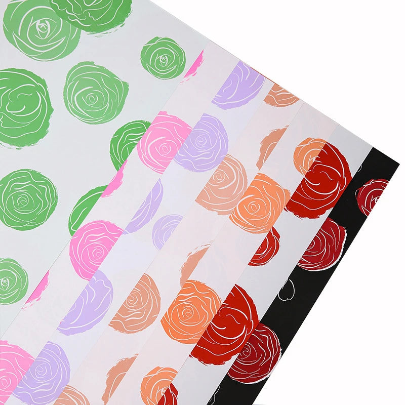 DIY Valentine's Day Gift 58*58cm Art Paper Rose & Carnations Wrapping Paper Virgin Pulp Style Flower Wrapping Paper รูปสินค้าหลัก