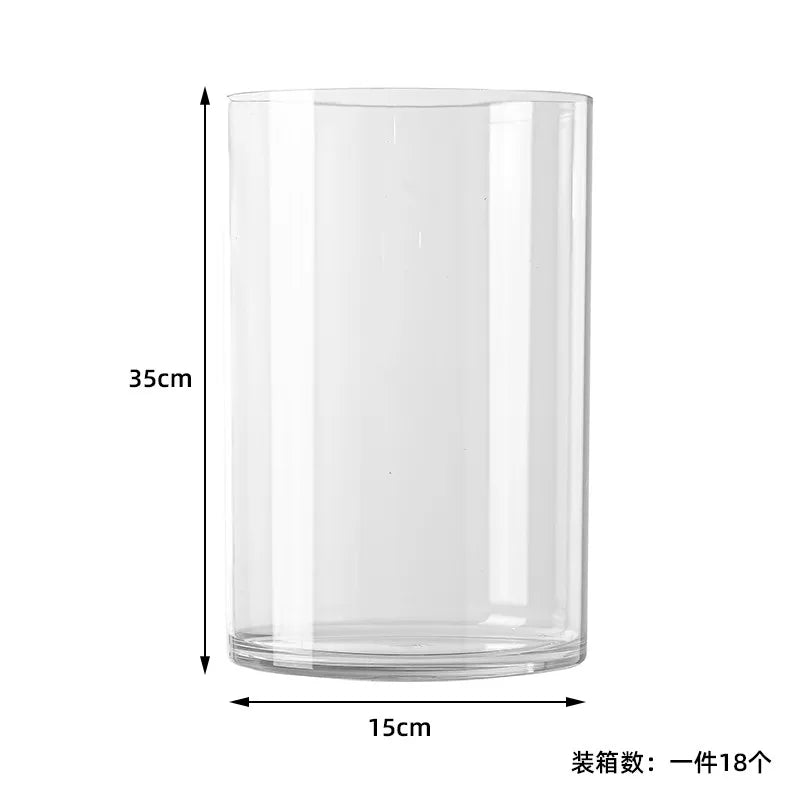High-Grade Transparent Acrylic Cylindrical Vase Art Deco Design Tabletop for Wedding Flower Arrangements Anti-Fall Plastic