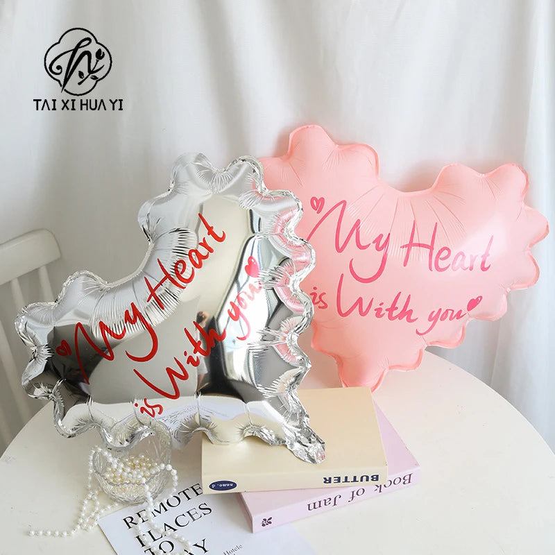 Waterproof Heart-Shaped Balloon for Valentine's Day Wave Floral Resin Paper Packaging Bouquet for Flowers Secondary image