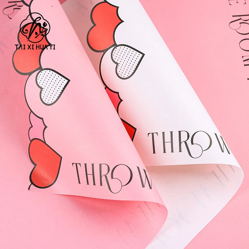 Heart-shaped Flower Wrapping Paper Double-sided PE Coating Antistatic for Valentine's Day Art Paper Packaging รูปสินค้ารอง