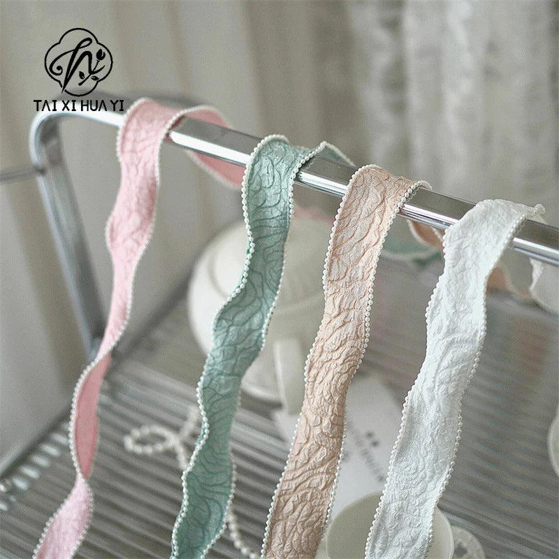 Luxury Pearl Pleated Ribbon for Birthday Wedding Christmas Valentine's Day DIY Packaging Baking Decorations for Bunches Bouquets