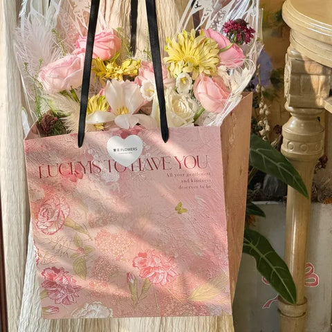 Flower Tote Bag Packaging Paper Bag Internet Famous square Hugging Bag Large Gift Bouquet Handbag